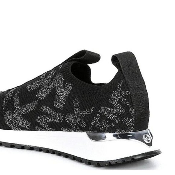 Michael Kors Bodie Metallic Logo Knit Slip-On Trainer Sneakers - Black Sz 10 NWT - Picture 5 of 12